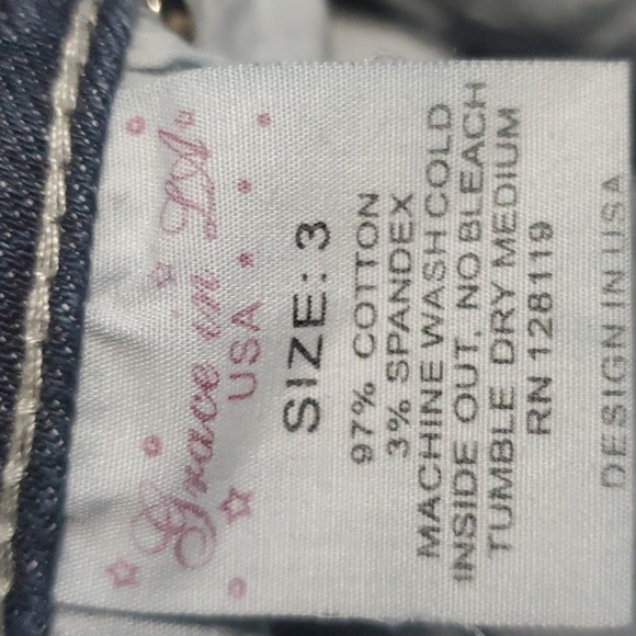 Grace in LA jeans women's size 3 blue silver embroidered pockets jewels capri - Picture 15 of 16